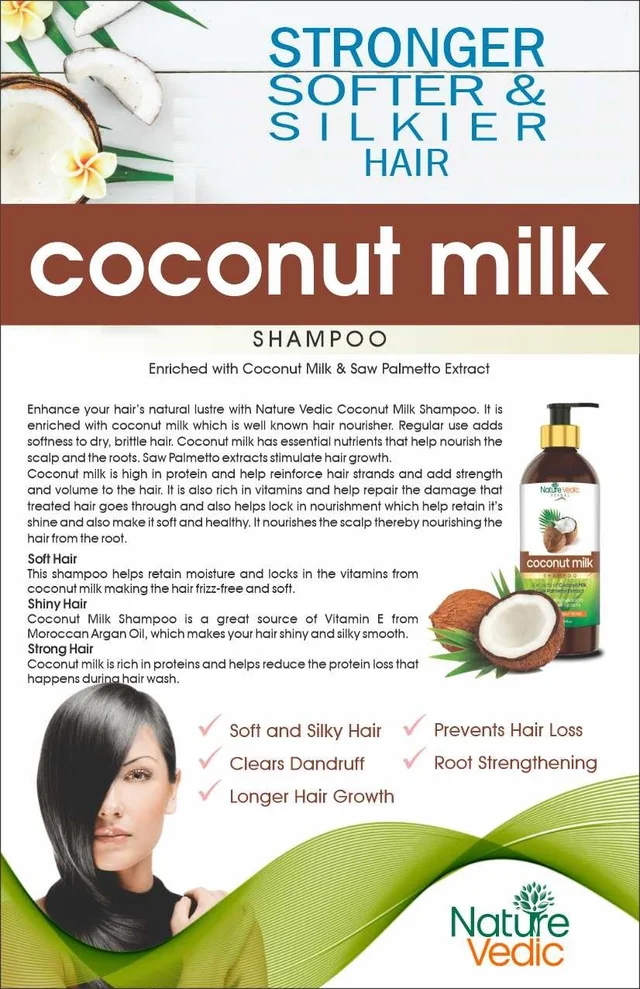 Nature Vedic Coconut Milk Shampoo for Hydrating, Balancing & Strengthening Hair | 300 ml - 300 ml