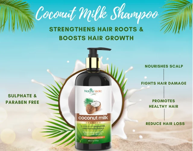 Nature Vedic Coconut Milk Shampoo for Hydrating, Balancing & Strengthening Hair | 300 ml - 300 ml