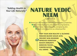 Nature Vedic Neem Double Strength Capsules - 450 Mg For Complete Skin Care | 30 Caps - 30 Capsules