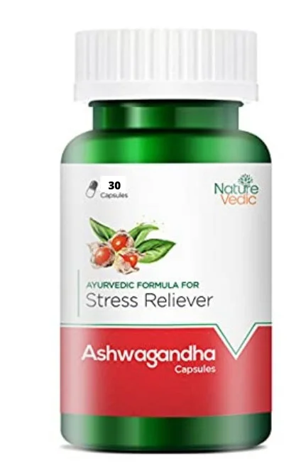 Nature Vedic Ashwagandha (450mg) Double Strength Capsules Ayurvedic Stress Reliever Supplement| 30 Caps - 30 Capsules