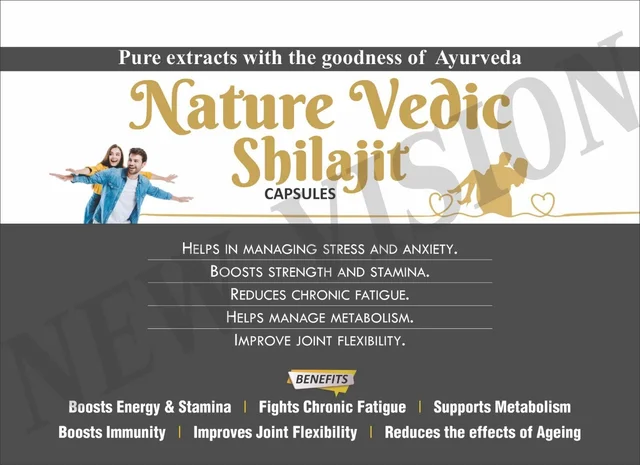 Nature Vedic Shilajit Double Strength Capsules Ayurvedic Supplement for Strength, Stamina and Power - 30 Capsules