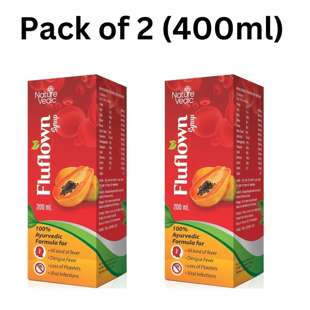 Nature Vedic Fluflown Syrup for All Kind of Fever, Swine Flu, Malaria, Loss of platelets - 400 ml