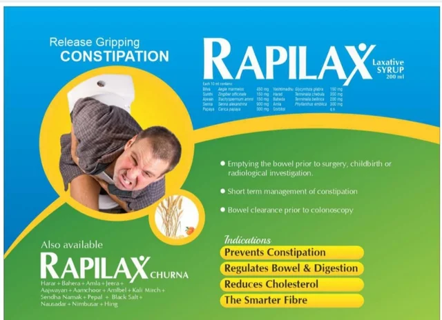 Nature Vedic Rapilax Ayurvedic Syrup for Digestion ,Constipation & Gastric Relief - 400 ml