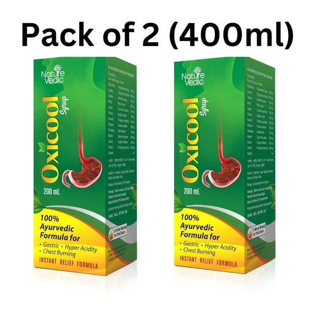 Nature Vedic Oxicool Syrup Ayurvedic Medicine For Hyper Acidity & Heart Burning Gas - 400 ml