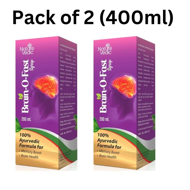 Nature Vedic Brain O Fast- Brain Booster Ayurvedic Syrup With Brahmi, Shankhpushpi And Jyotishmahi - 400 ml