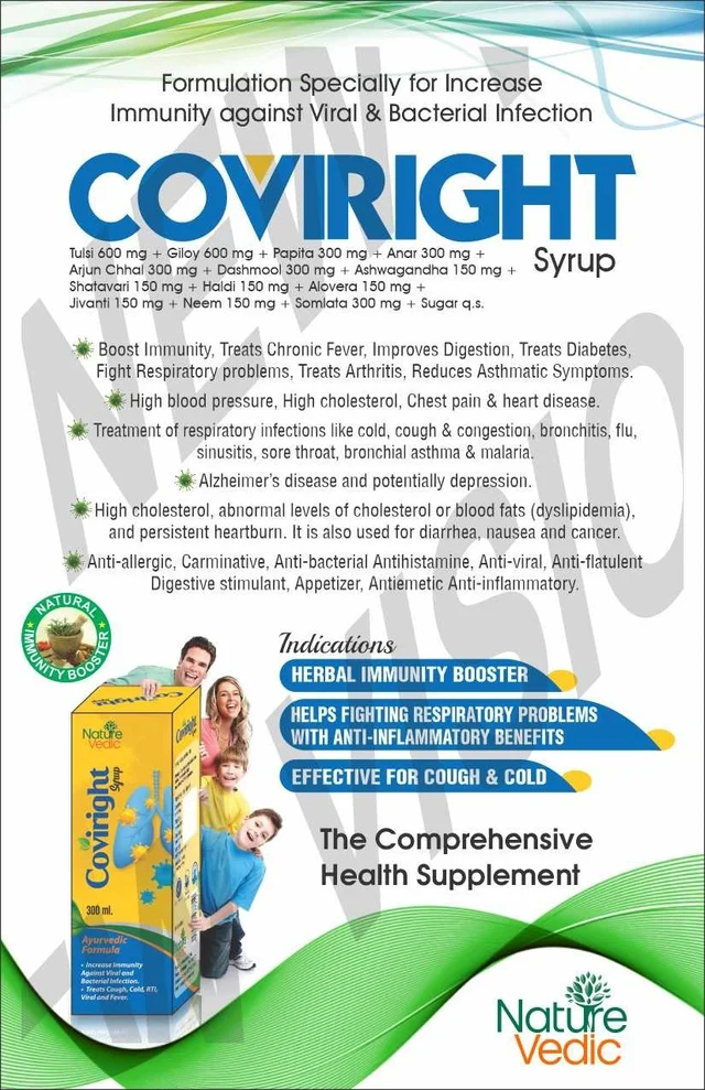 Nature Vedic Coviright Syrup Ayurvedic Health Supplement To Boost Immunity Against Viral & Bacterial Infection | 300 ml - 300 ml