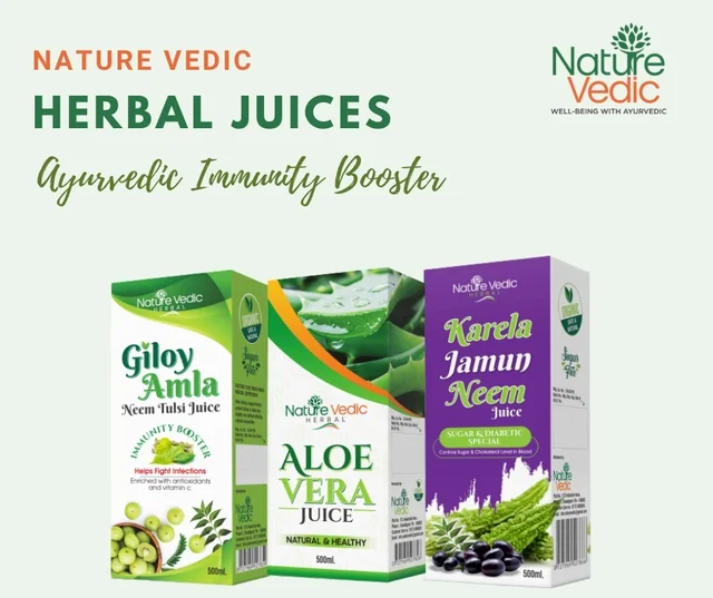 Nature Vedic Herbal Neem, Karela, Jamun Juice | Sugar & Diabetic Special for Control Sugar & Cholesterol Level in Blood - 500 ml