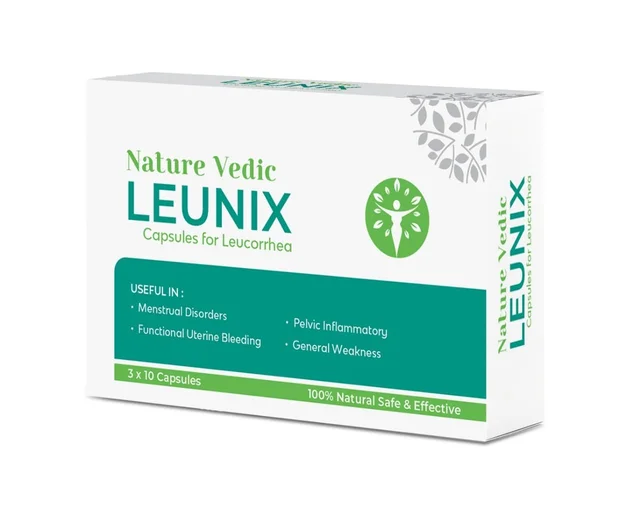 Nature Vedic Leunix Ayurvedic Capsules for Menstrual Disorders, Uterine Bleeding & Leucorrhoea - 30 Capsules