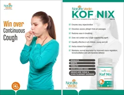 "Nature Vedic Kof Nix Effective for Cough, Sore Throat, Allergic Rhinitis & Sinusitis related problems. Its enriched with 3 effective Ayurvedic Herbs. 100 % Safe Ayush Approved GMP Certified"