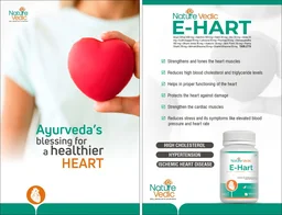 "Nature Vedic E-Hart Effective for Cardiac Care, High Cholesterol, Heart Health & High BP related problems. Its enriched with 15 effective Ayurvedic Herbs. 100 % Safe Ayush Approved GMP Certified"