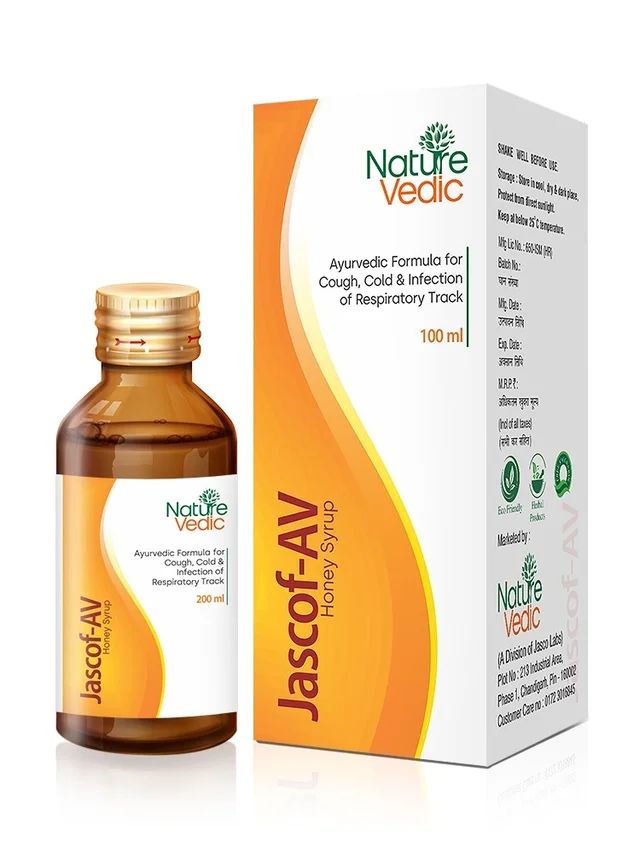Nature Vedic Jascof AV Honey Cough Syrup For All type of Cold & Cough 300ml - 300ml