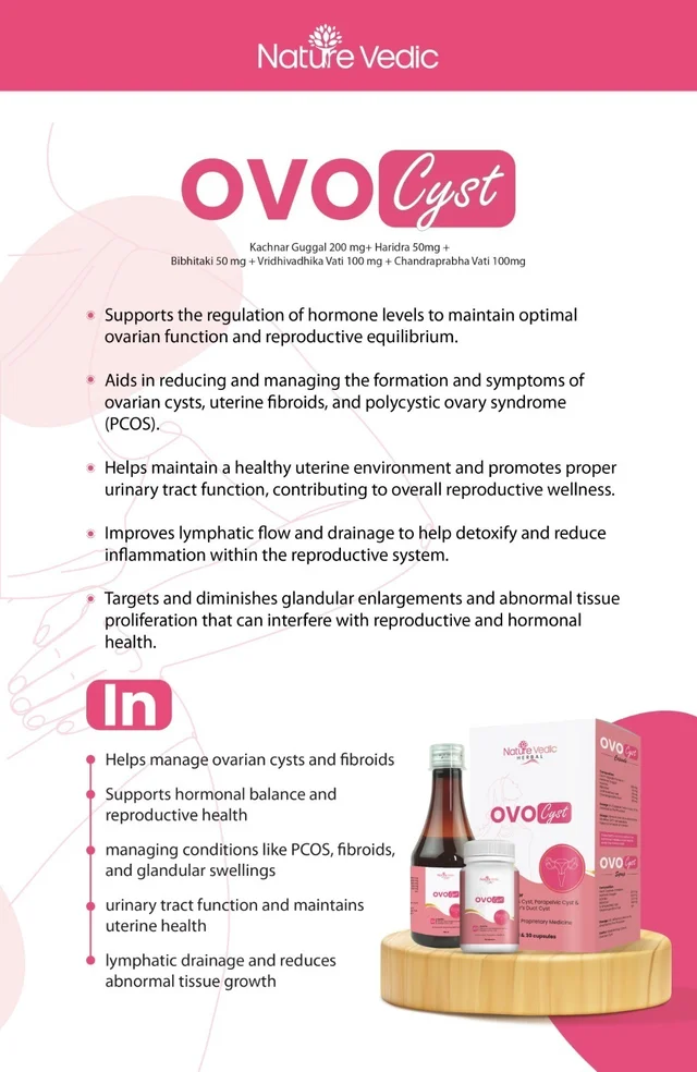 Nature Vedic OVO CYST Capsule & Syrup for Fibrous Cyst, Parapelvic Cyst, Gartner Duct Cyst
