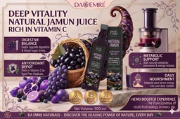 DA EMRE Natural JAMUN JUICE 500ml for regulate blood Sugar level, Antioxidant, Healthy Digestion & Blood Purifies Ideal for Daily Detox