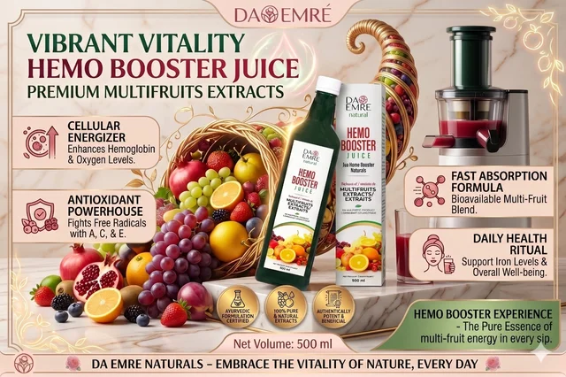 DA EMRE Natural HEMO BOOSTER JUICE 500 ml for Increase in Hemoglobin, Daily Fatigue, Supports Blood Circulation