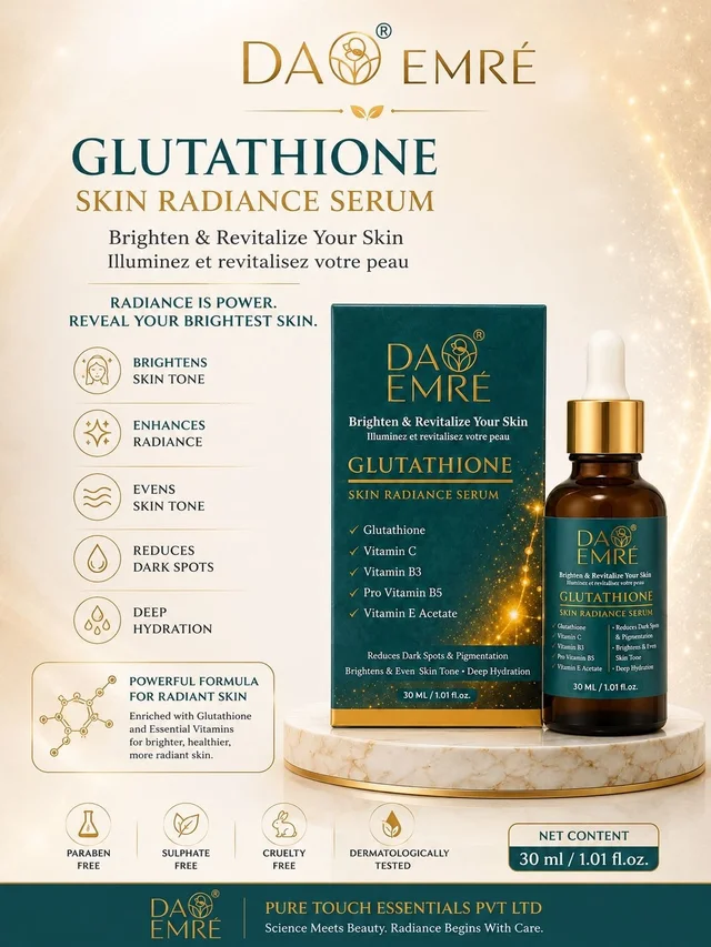 DA EMRE GLUTATHIONE SERUM 30ml for SKIN RADIANCE, Even Skin Tone, Reduce Dark Spots