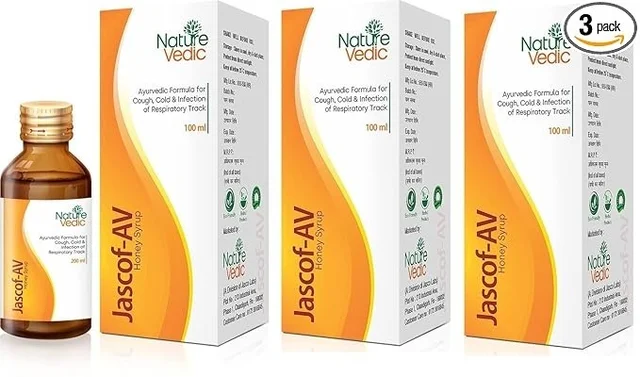 Nature Vedic Jascof AV Honey Cough Syrup For All type of Cold & Cough 300ml - 300ml
