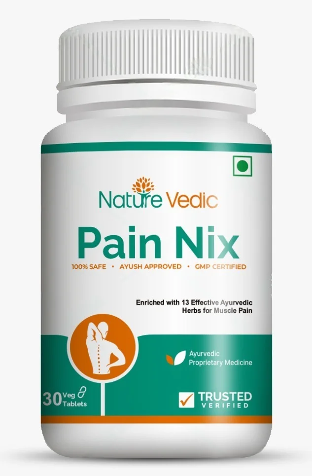Nature Vedic Pain Nix Effective for Muscle Pain & Osteoporosis related problems. All type of VATA Diseases. Its enriched with 13 effective Ayurvedic Herbs. 100 % Safe Ayush Approved GMP Certified