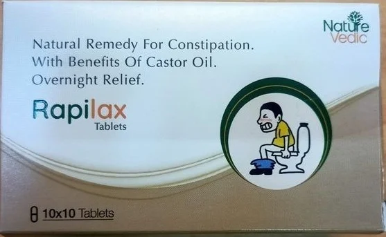 Nature Vedic Rapilax Tablet for Constipation with Benifits of Castor Oil. Overnight Relief 100 tablet - 100 Tablet