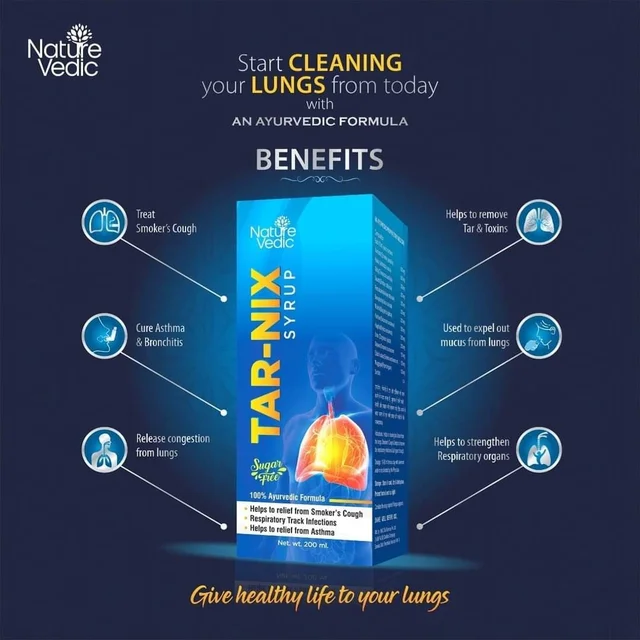 Nature Vedic TARNIX SYRUP for Smokers Cough to Detox Lungs & Remove Lungs Tar - 400 ml