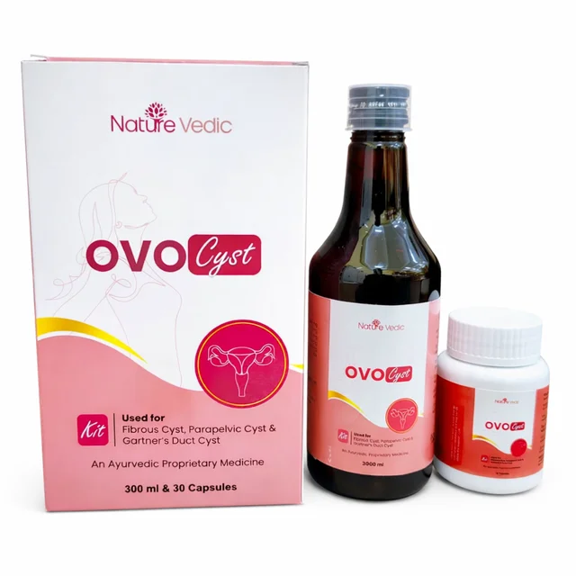 Nature Vedic OVO CYST Capsule & Syrup for Fibrous Cyst, Parapelvic Cyst, Gartner Duct Cyst