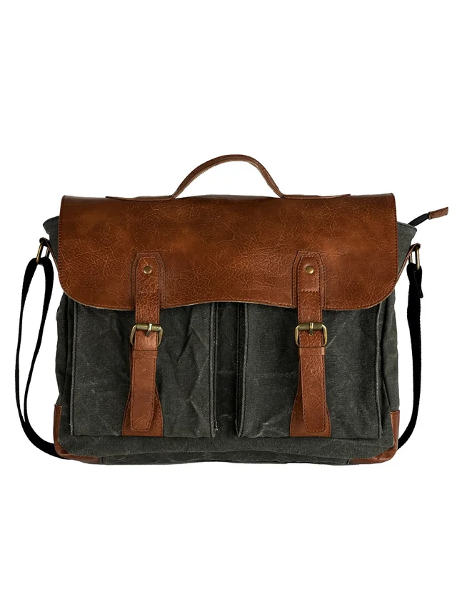 Mona B Flap Messanger Upcycled Canvas Messenger Crossbody Laptop Bag for Upto 14" Laptop/Mac Book/Tablet with Stylish Design for Men and Women - Bangalore 24 hrs up to 72 hours / Other Cities 4 to 7 days., ROC