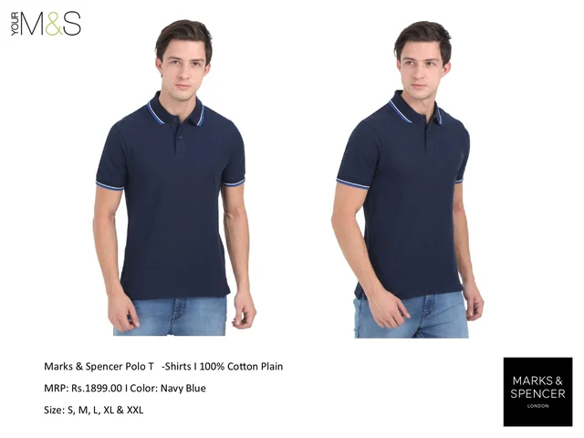 Marks & Spencer Polo T-Shirts Navy Blue M&S T Shirts - S M L Xl XXL, Navy Blue, Bangalore 24 hrs up to 72 hours / Other Cities 4 to 7 days., DAR