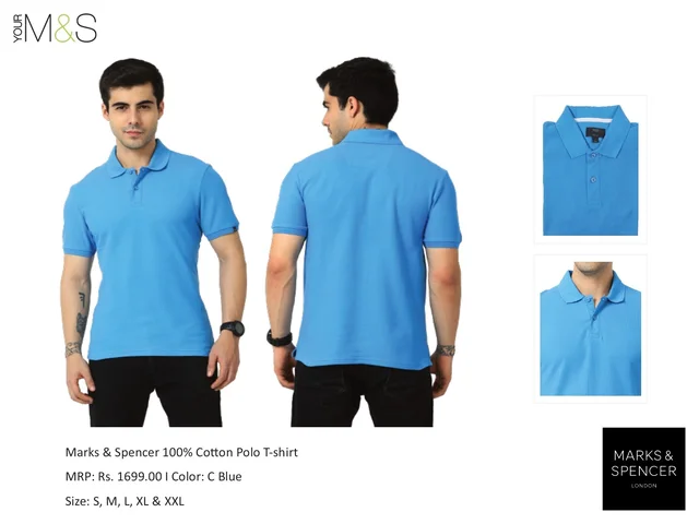 Marks & Spencer Polo T-Shirts C Blue M&S T Shirts - S M L Xl XXL, c blue, Bangalore 24 hrs up to 72 hours / Other Cities 4 to 7 days., DAR
