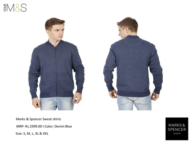 Marks & Spencer Sweatshirt Denim Blue M&S Sweatshirt - S M L Xl XXL, Denim Blue, Bangalore 24 hrs up to 72 hours / Other Cities 4 to 7 days., DAR
