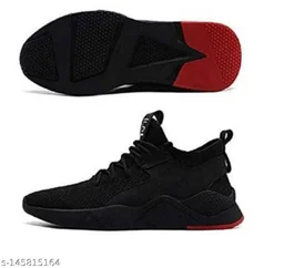 Sports Black Solid Running Shoes For Men - Black, 6