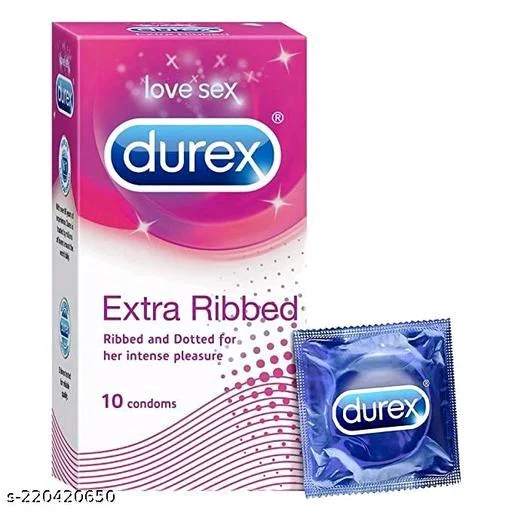 Premium Durex Extra Ribbed Condoms for Men - 10 Count, 