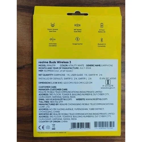 Realme Wireless 3 RMA2119 Bluetooth Neckband Earphones | Up to 40 Hours Playback | Fast Charging | Deep Bass | Magnetic Earbuds