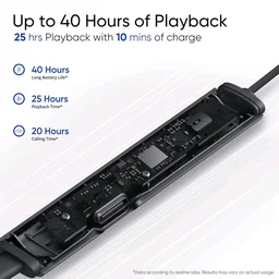 Realme Wireless 3 RMA2119 Bluetooth Neckband Earphones | Up to 40 Hours Playback | Fast Charging | Deep Bass | Magnetic Earbuds