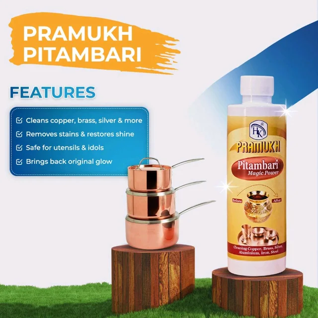 Hk Pramukh Pramukh Pitambari Magic Power Metal Cleaner for Copper, Brass, Silver, Aluminium, Iron, Steel, Restores Shine 200Ml