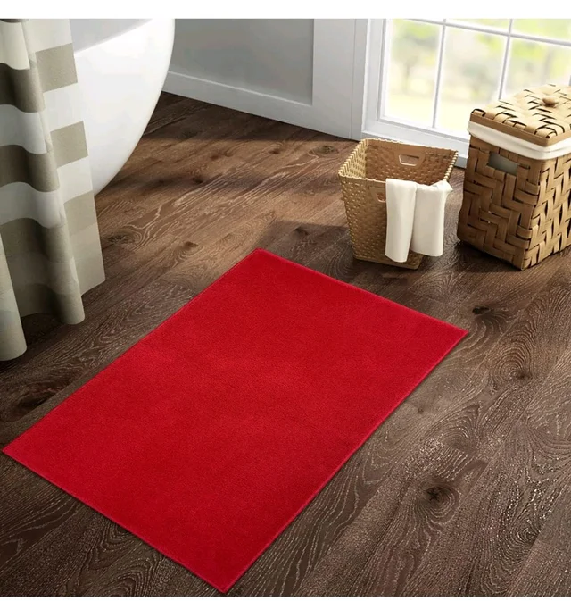 welspun drylon mats BIG size { 50*80 } RED - Red, 50 cm * 80 cm