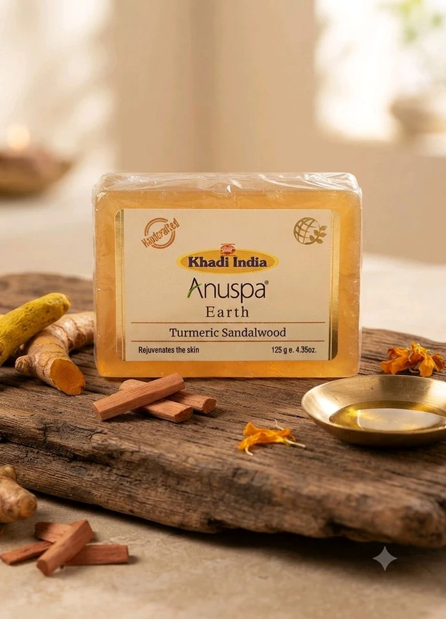 Anuspa Khadi bath soap ( buy 1 get 1 free ) Turmeric sandalwood 