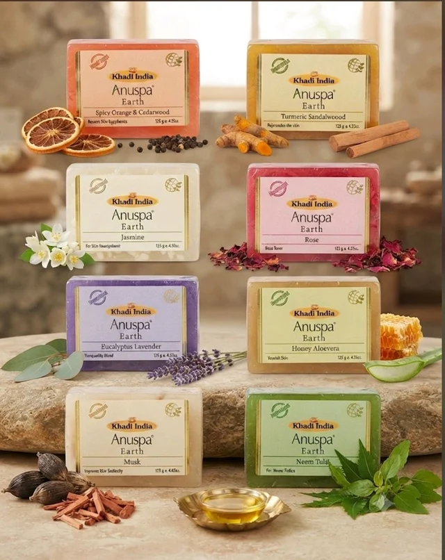 Anuspa khadi bath soap ( set of 8 soaps )