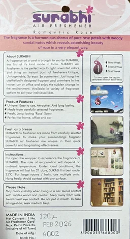 Surbhi Air Freshner ( Romantic Rose)