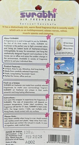 Surbhi Air Freshener ( Sensual sonchafa)
