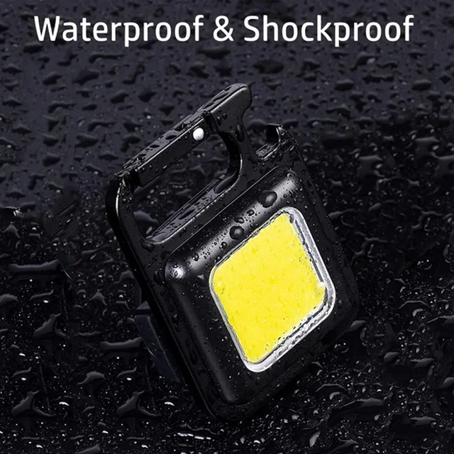 Soseelnee COB Keychain Light,Rechargeable Led Small Flashlight 500 Lumens Bright 4 Light Modes Pocket Emergency Work Light with Corkscrew & Magnet Base for Indoor Outdoor Use 