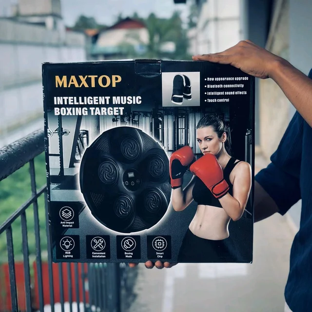 Maxtop Intelligent Music Boxing Pad with LED & Bluetooth | Wall-Mounted Punch Training with Smart Chip, Gloves Included – Ideal for Home Fitness & Stress Relief