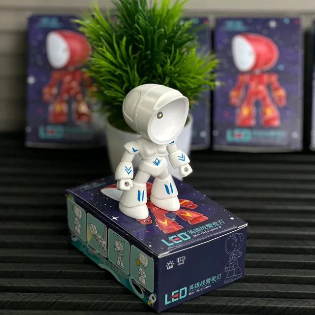 LED Mini Hero Robot Lamp | Adjustable Desk Night Light for Kids & Adults | Cute Cartoon Design | Eye-Caring Study Lamp