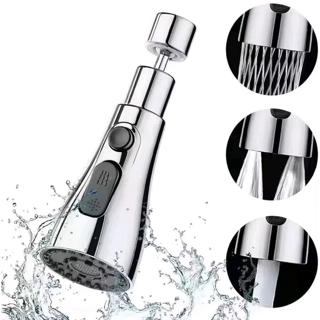 Kitchen Faucet 3-Function Pull Down Sink Sprayer Attachment for Faucet Pull Out Spray Head Head Big Angle Rotatable Anti -Splash Faucet for Kitchen Rotating Sink Faucet Aerator (1 Pc)