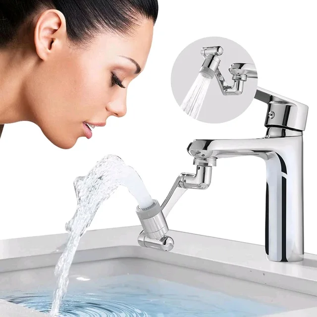 Flexible Faucet Splash Head Extender Aerator, Universal Splash Filter Faucet Sprayer with 2 Modes Outlet Modes, Tap Extension Attachment Replaceable Aerato for Bathroom ABS Material
