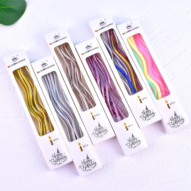 Twisty Spiral candle for decoration - 6pc in one pack - Pink