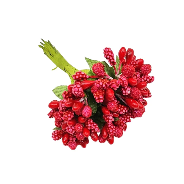 CraftParty Red Artificial Pollen Flowers For Tiara Making,Decoration Hampers & Jewelry Making
