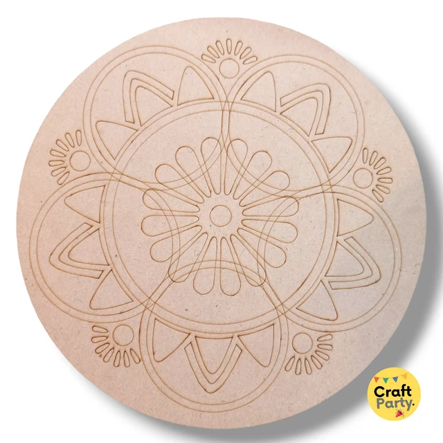 10 inch Round Designed MDF engraved cutout 3mm thickness for mandala art, lippan art