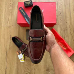 CROCO EMBOSSED LOAFER MAROON (CELM01) - UK 6