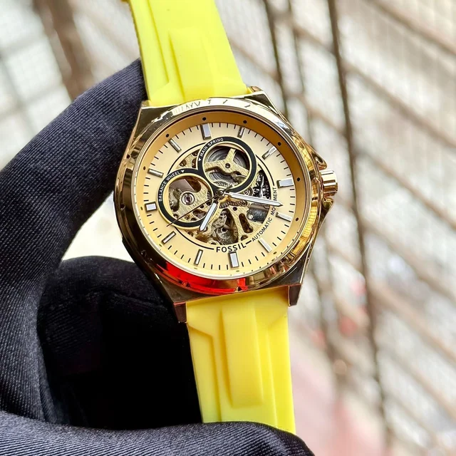 *FOSSIL FB-01 Automatic Grey Fiber Watch* - Yellow