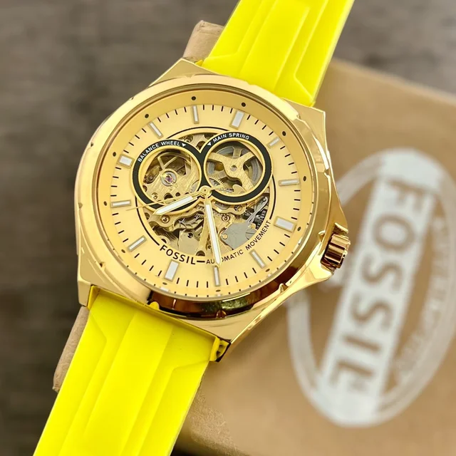 *FOSSIL FB-01 Automatic Grey Fiber Watch* - Yellow