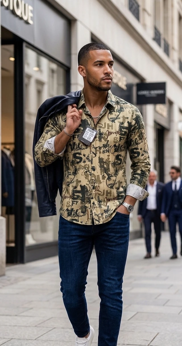 Printed Shirt For Men Full Sleeves - L